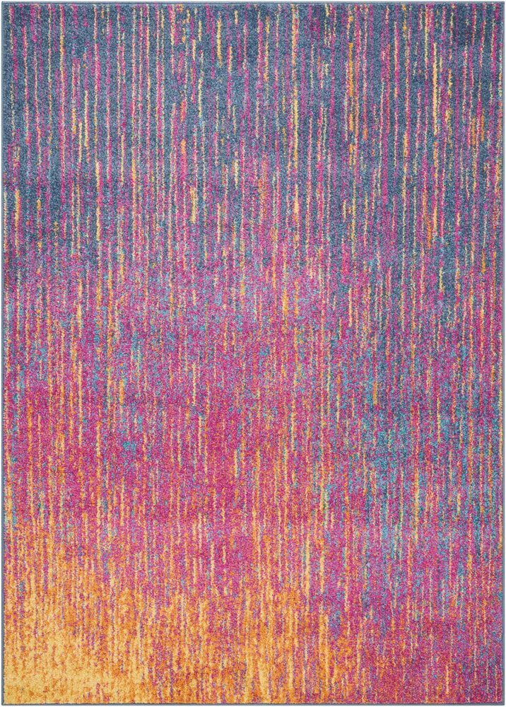 5' X 7' Blue And Orange Abstract Area Rug
