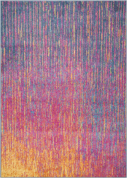 5' X 7' Blue And Orange Abstract Area Rug
