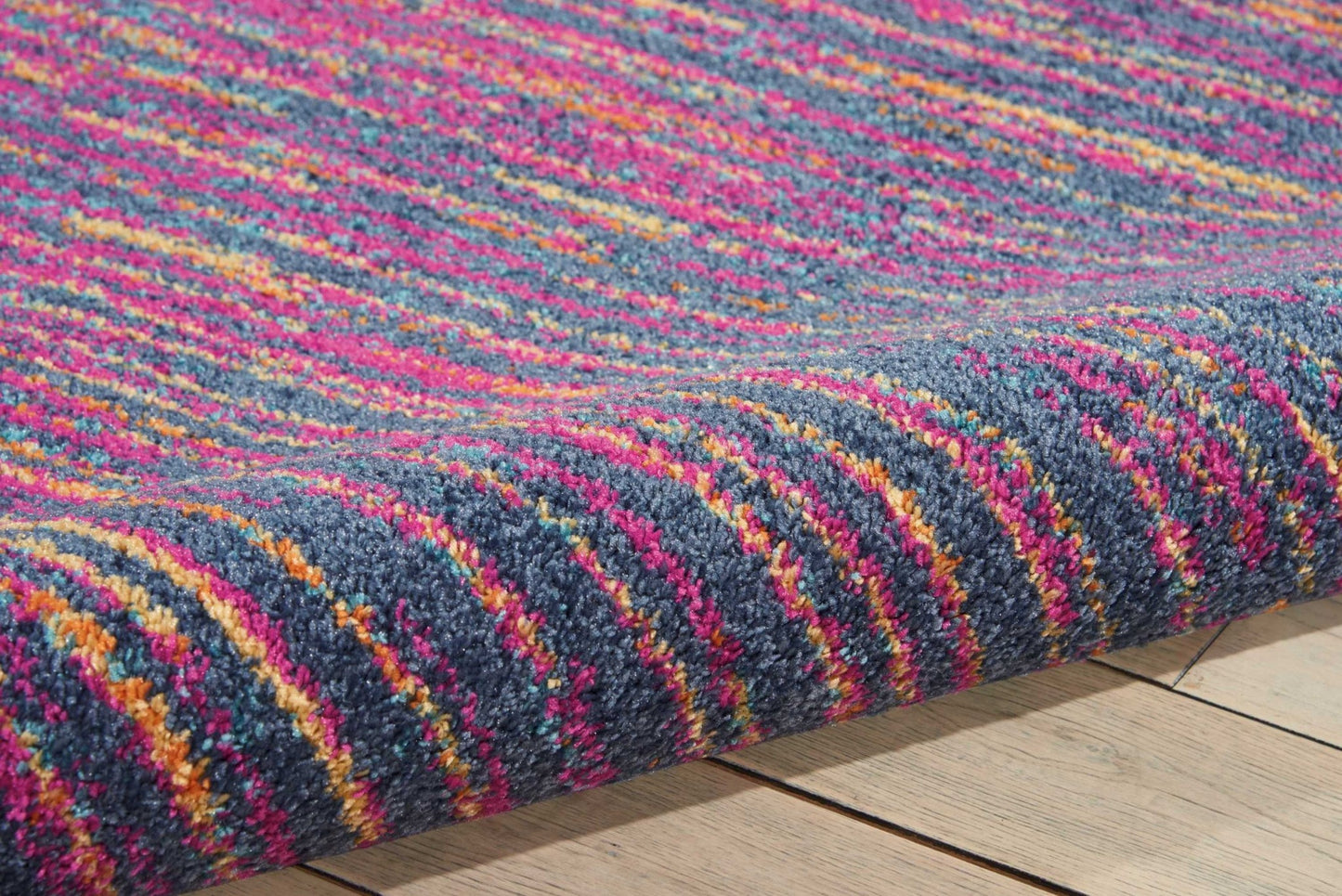 5' X 7' Blue And Pink Abstract Power Loom Area Rug