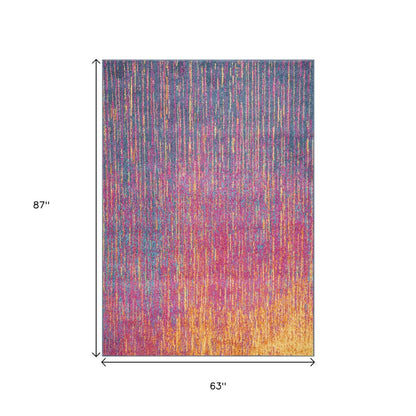 2' X 3' Blue And Orange Abstract Area Rug