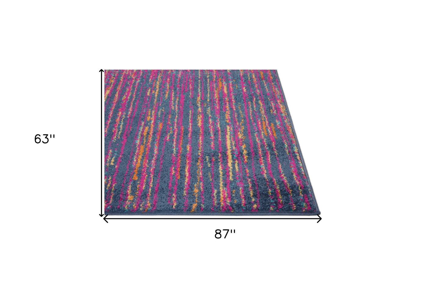 5' X 7' Blue And Pink Abstract Power Loom Area Rug