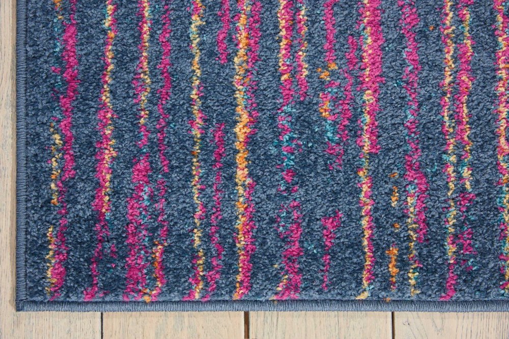 5' X 7' Blue And Orange Abstract Area Rug