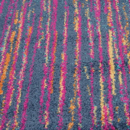 5' X 7' Blue And Orange Abstract Area Rug