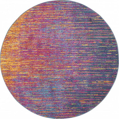 5' X 7' Blue And Orange Abstract Area Rug
