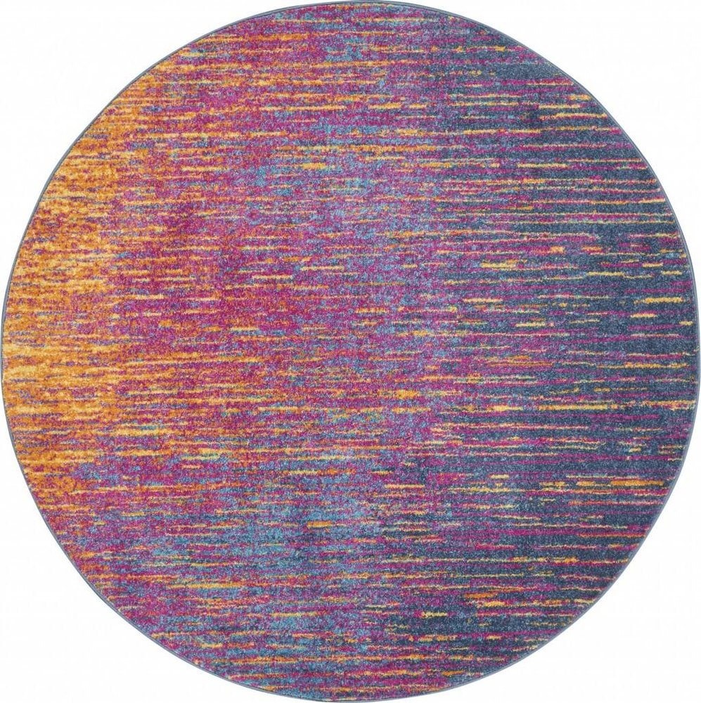 4' X 6' Blue And Orange Abstract Area Rug