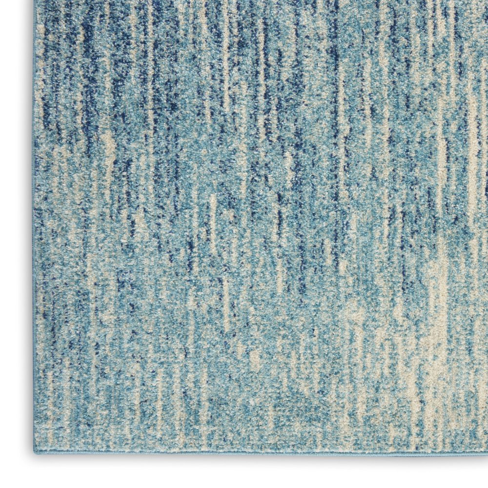 8' Blue And Ivory Abstract Runner Rug