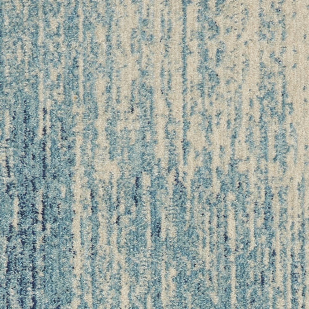 8' Blue And Ivory Abstract Runner Rug