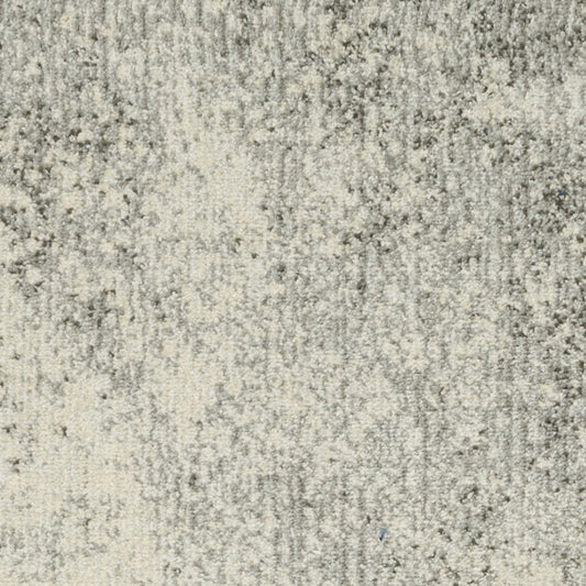6' Gray And Ivory Abstract Runner Rug