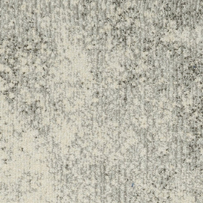 8' Gray And Ivory Abstract Runner Rug