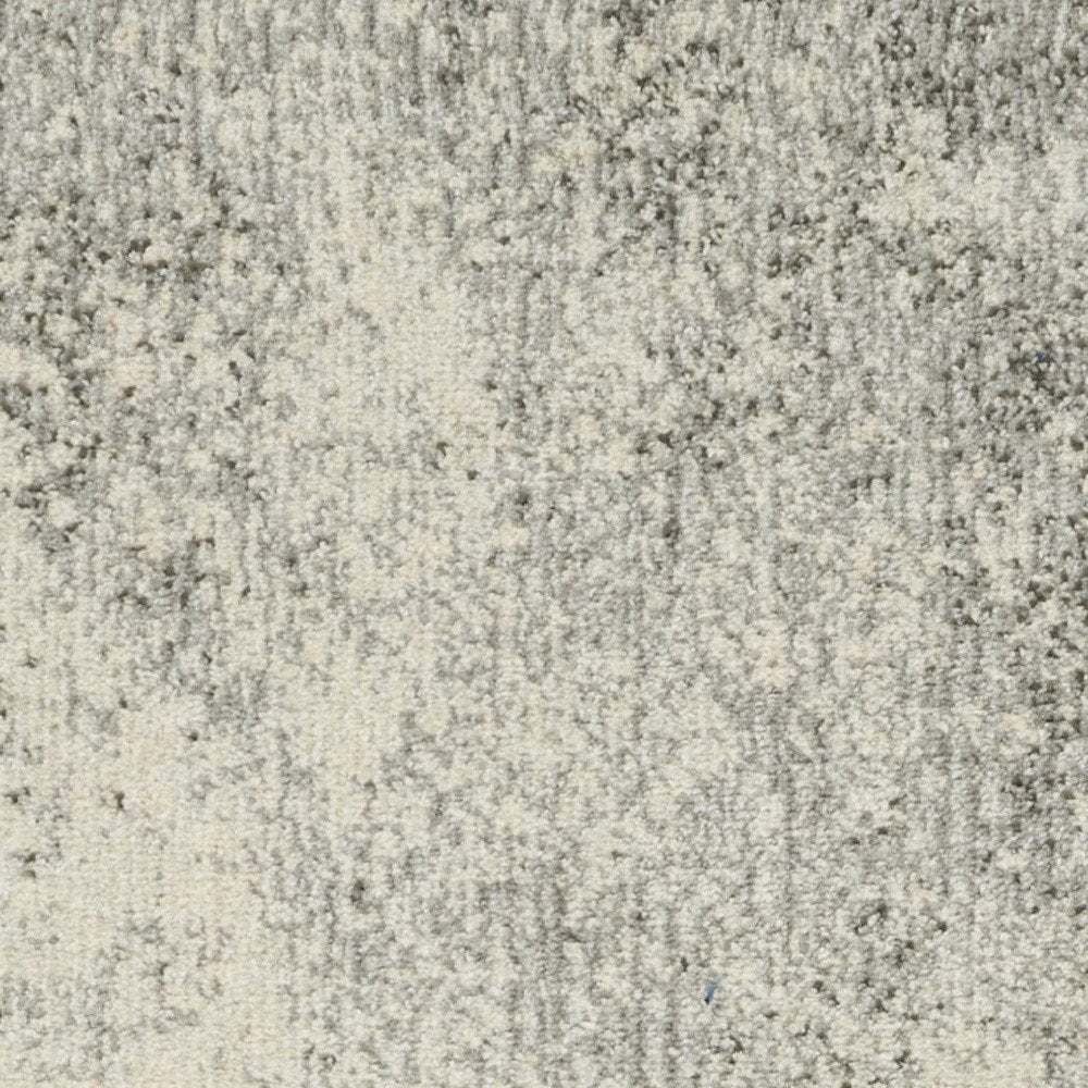 8' Gray And Ivory Abstract Runner Rug