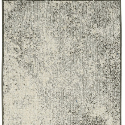 8' Gray And Ivory Abstract Runner Rug