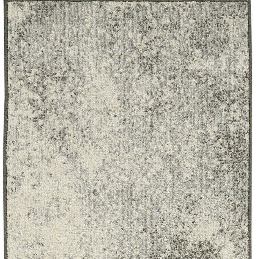 8' Gray And Ivory Abstract Runner Rug