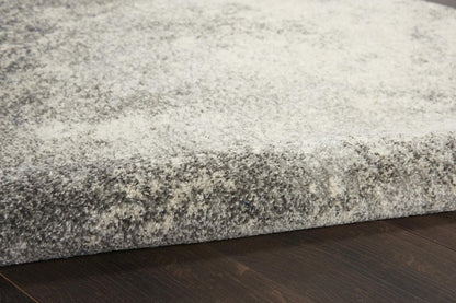 8' Gray And Ivory Abstract Runner Rug