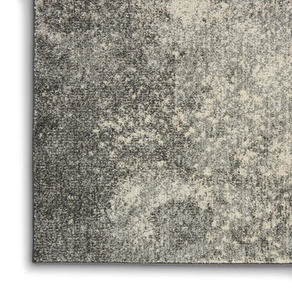 8' Gray And Ivory Abstract Runner Rug