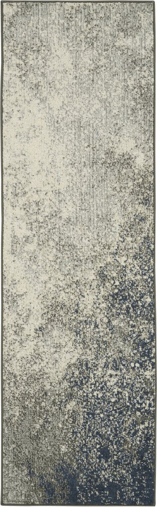 8' Gray And Ivory Abstract Runner Rug