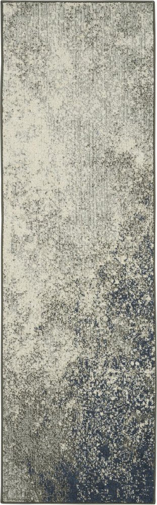 6' Gray And Ivory Abstract Runner Rug