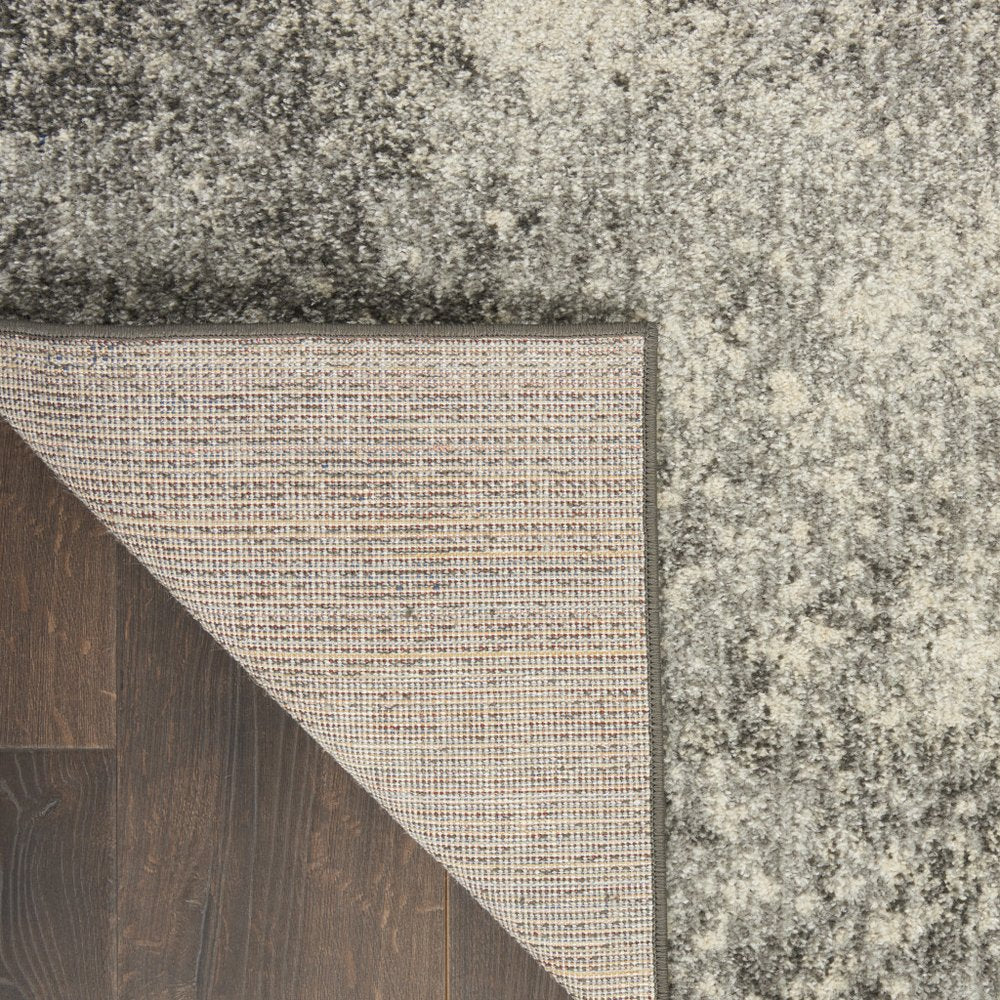 8' Gray And Ivory Abstract Runner Rug