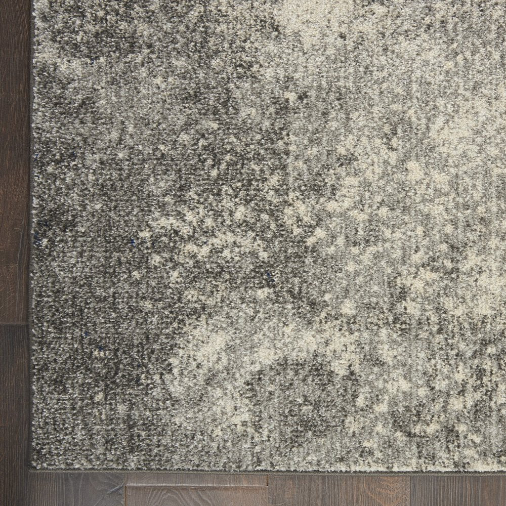 8' Gray And Ivory Abstract Runner Rug