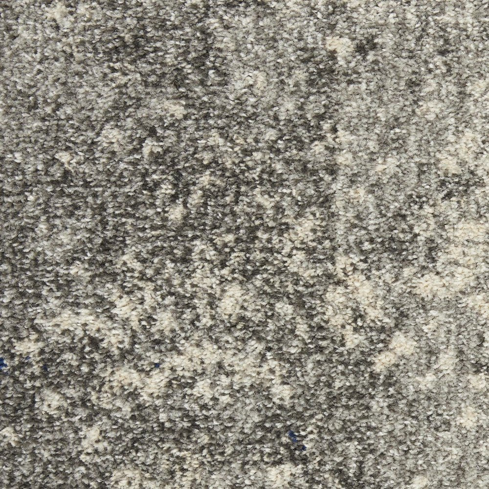 8' Gray And Ivory Abstract Runner Rug