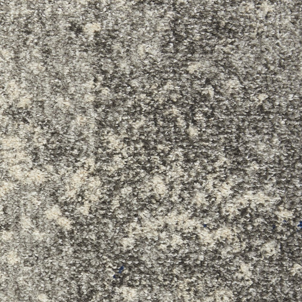 8' Gray And Ivory Abstract Runner Rug