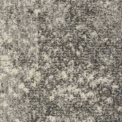 8' Gray And Ivory Abstract Runner Rug