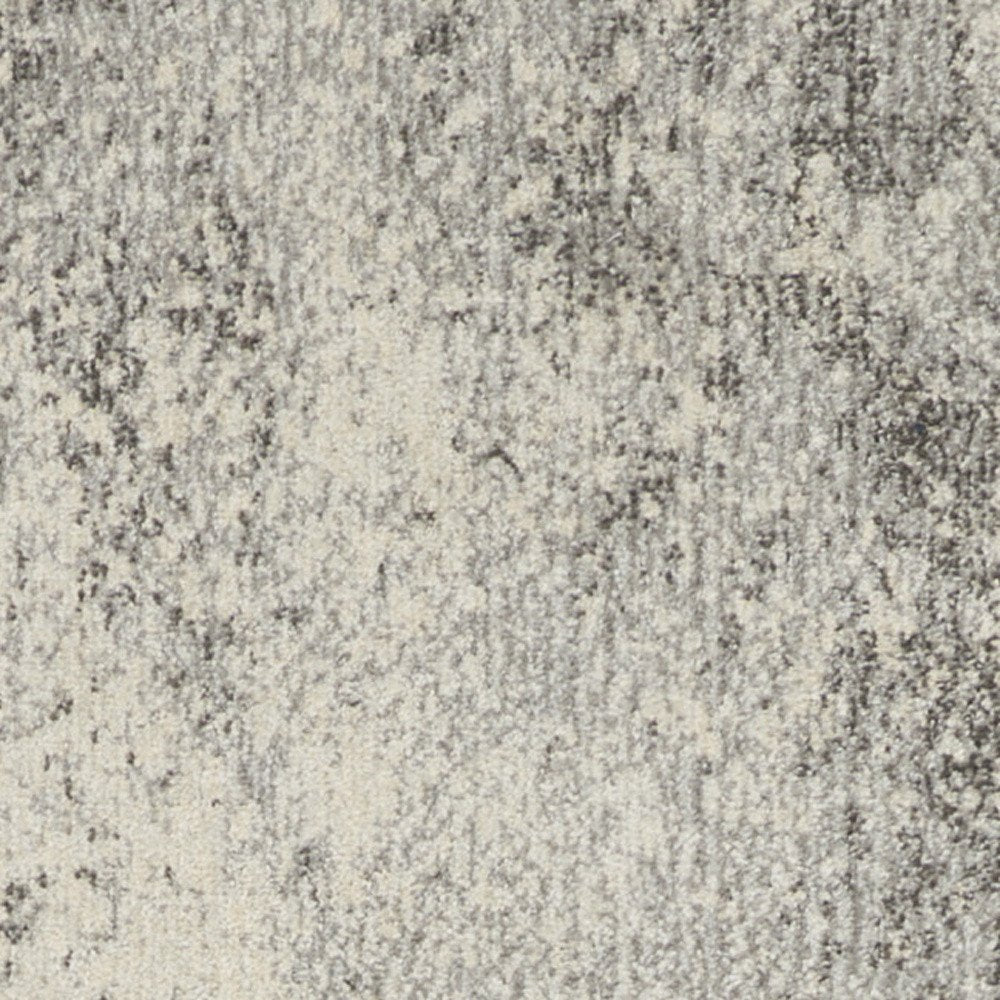 8' Gray And Ivory Abstract Runner Rug