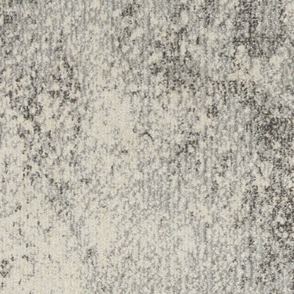 8' Gray And Ivory Abstract Runner Rug