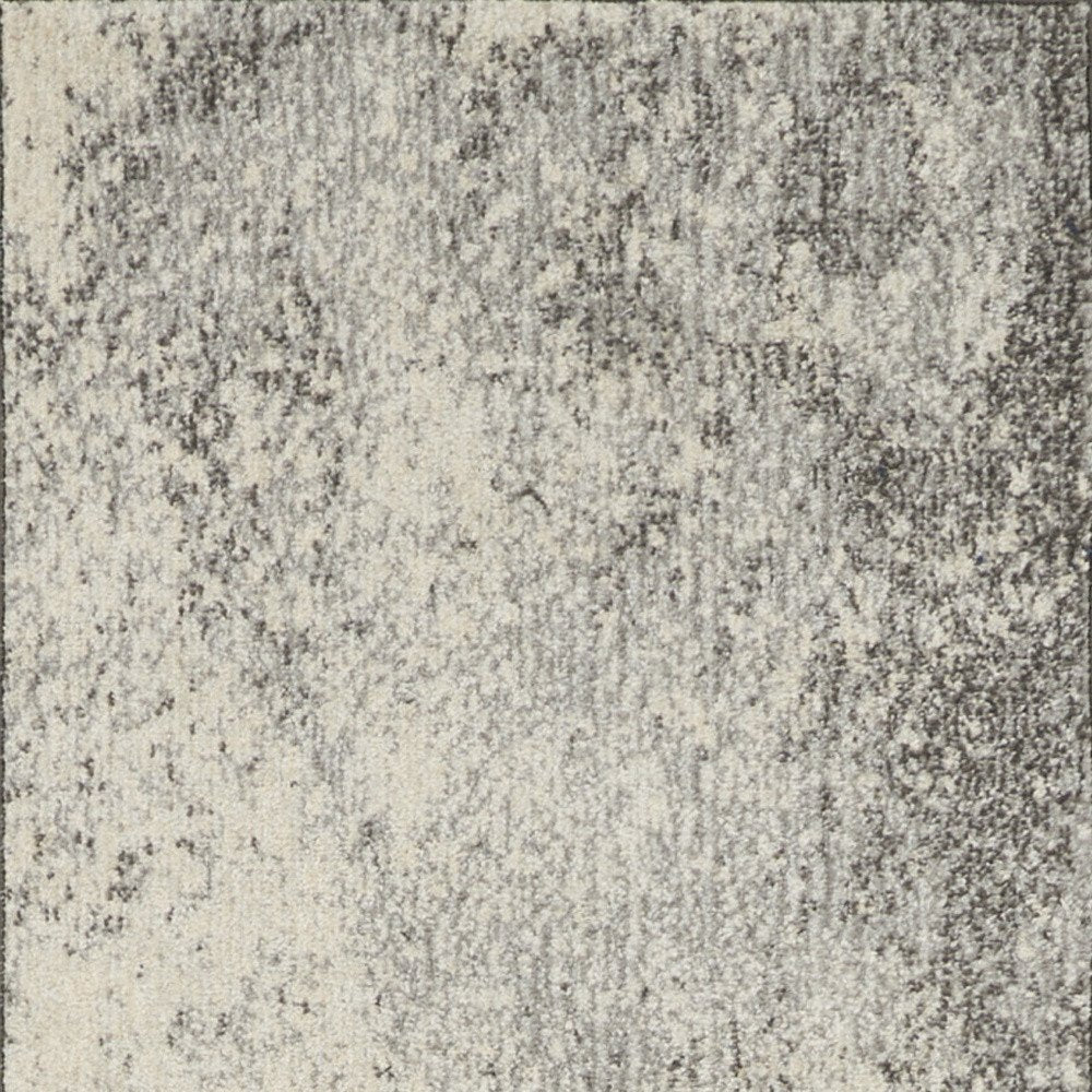 8' Gray And Ivory Abstract Runner Rug