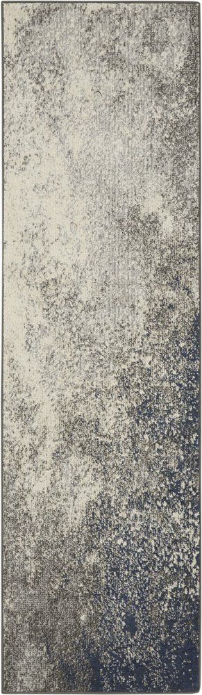 8' Gray And Ivory Abstract Runner Rug