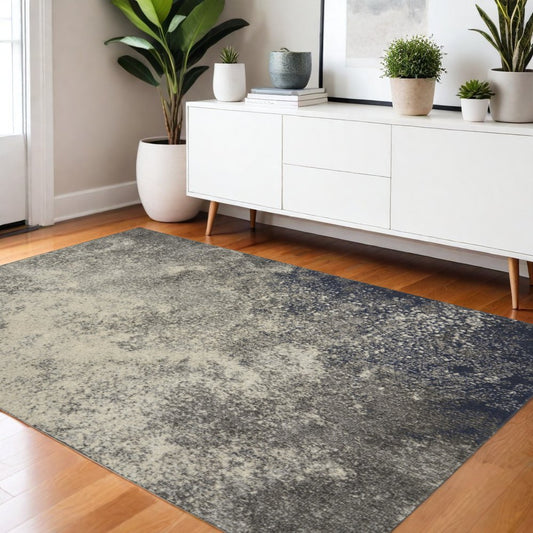 8' X 10' Gray And Ivory Abstract Area Rug