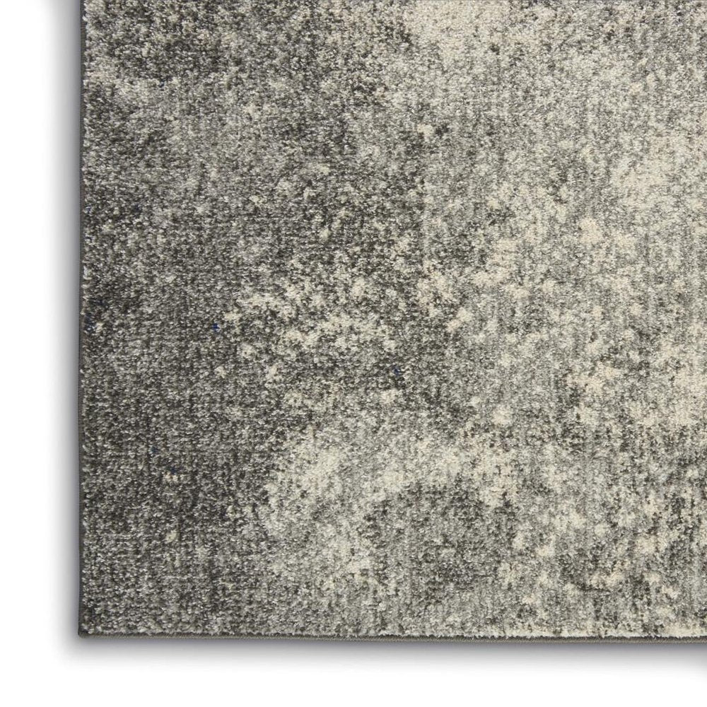 4' Gray And Ivory Abstract Round Rug