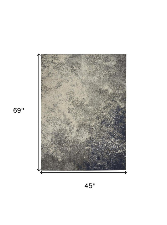 8' Gray And Ivory Abstract Round Rug