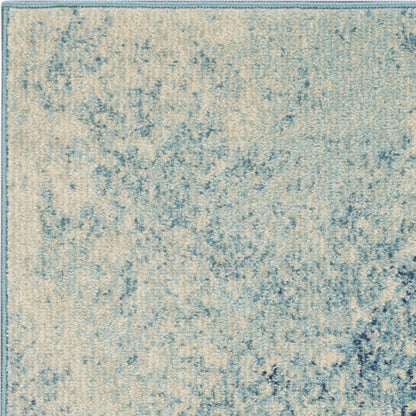 4' Blue And Ivory Abstract Round Rug