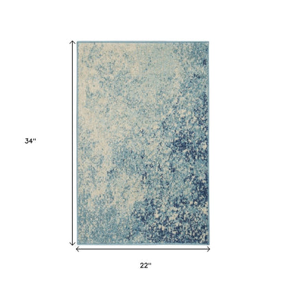 8' X 10' Blue And Ivory Abstract Area Rug