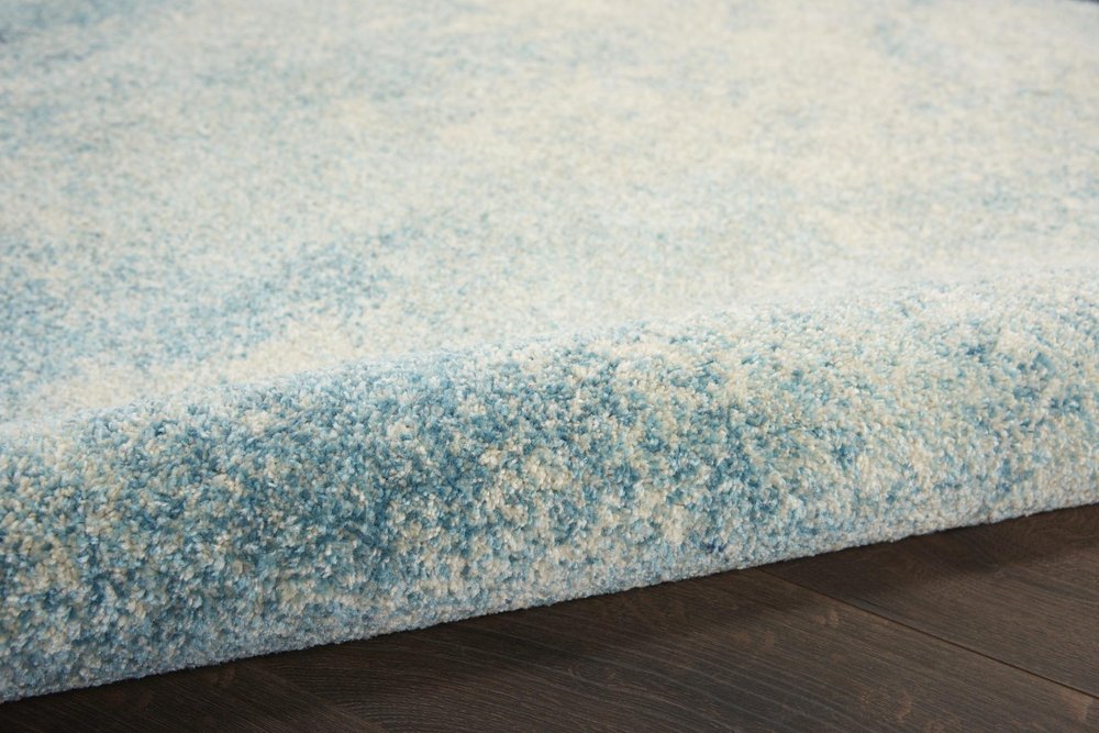 4' Blue And Ivory Abstract Round Rug