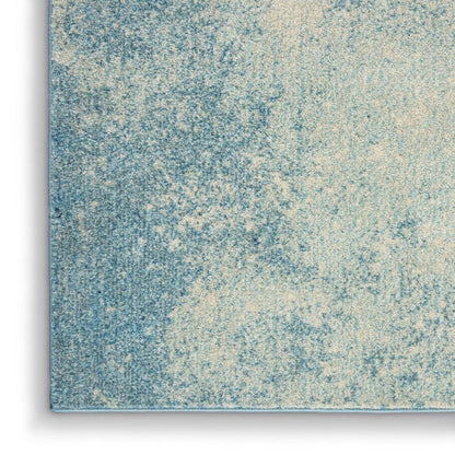 4' Blue And Ivory Abstract Round Rug