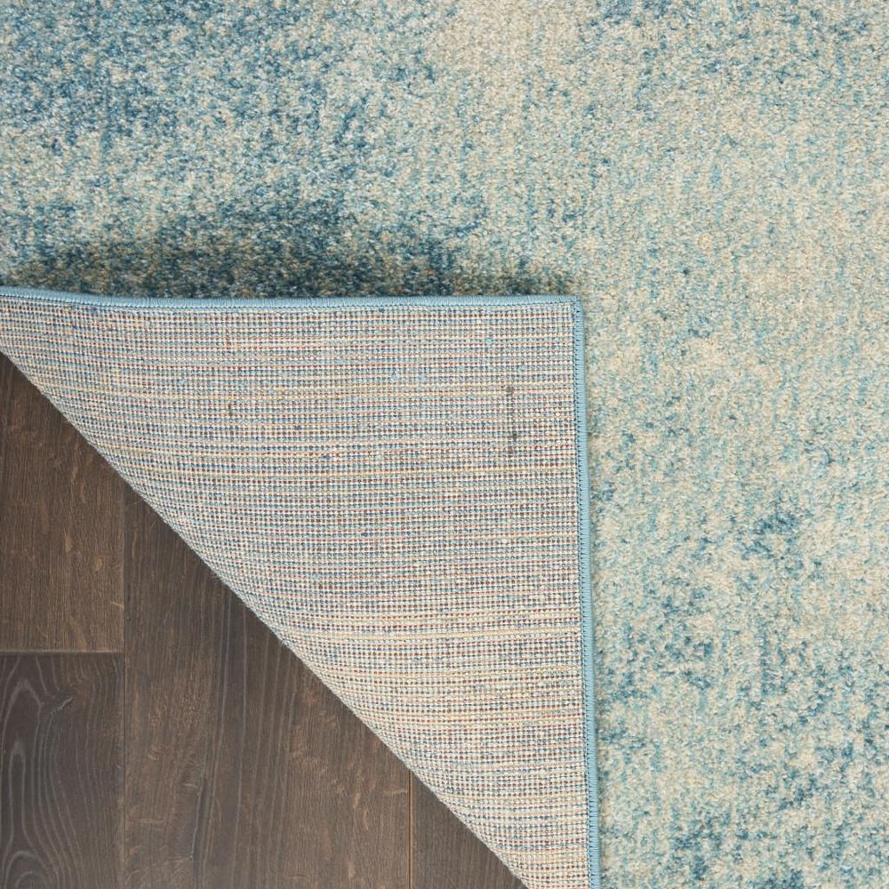 4' Blue And Ivory Abstract Round Rug