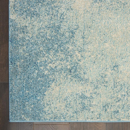 4' Blue And Ivory Abstract Round Rug
