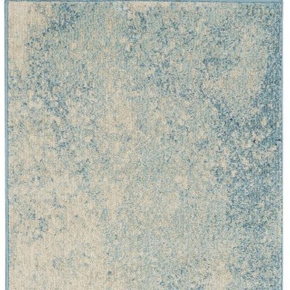 4' Blue And Ivory Abstract Round Rug