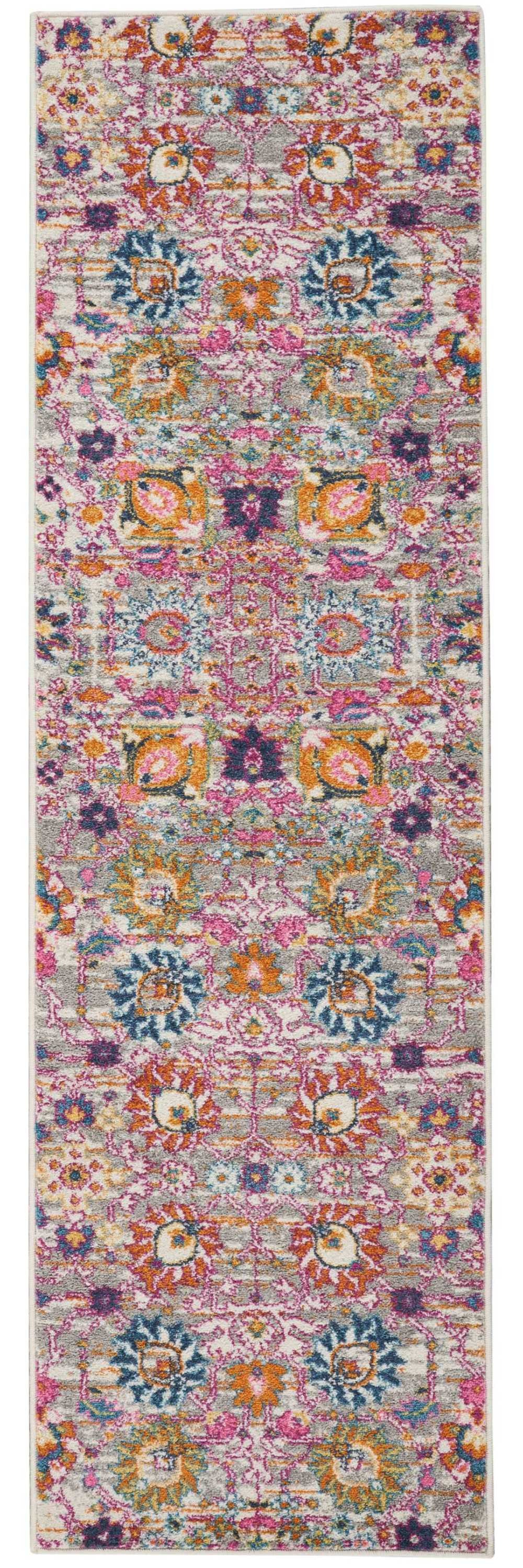 4' X 6' Silver Floral Power Loom Area Rug