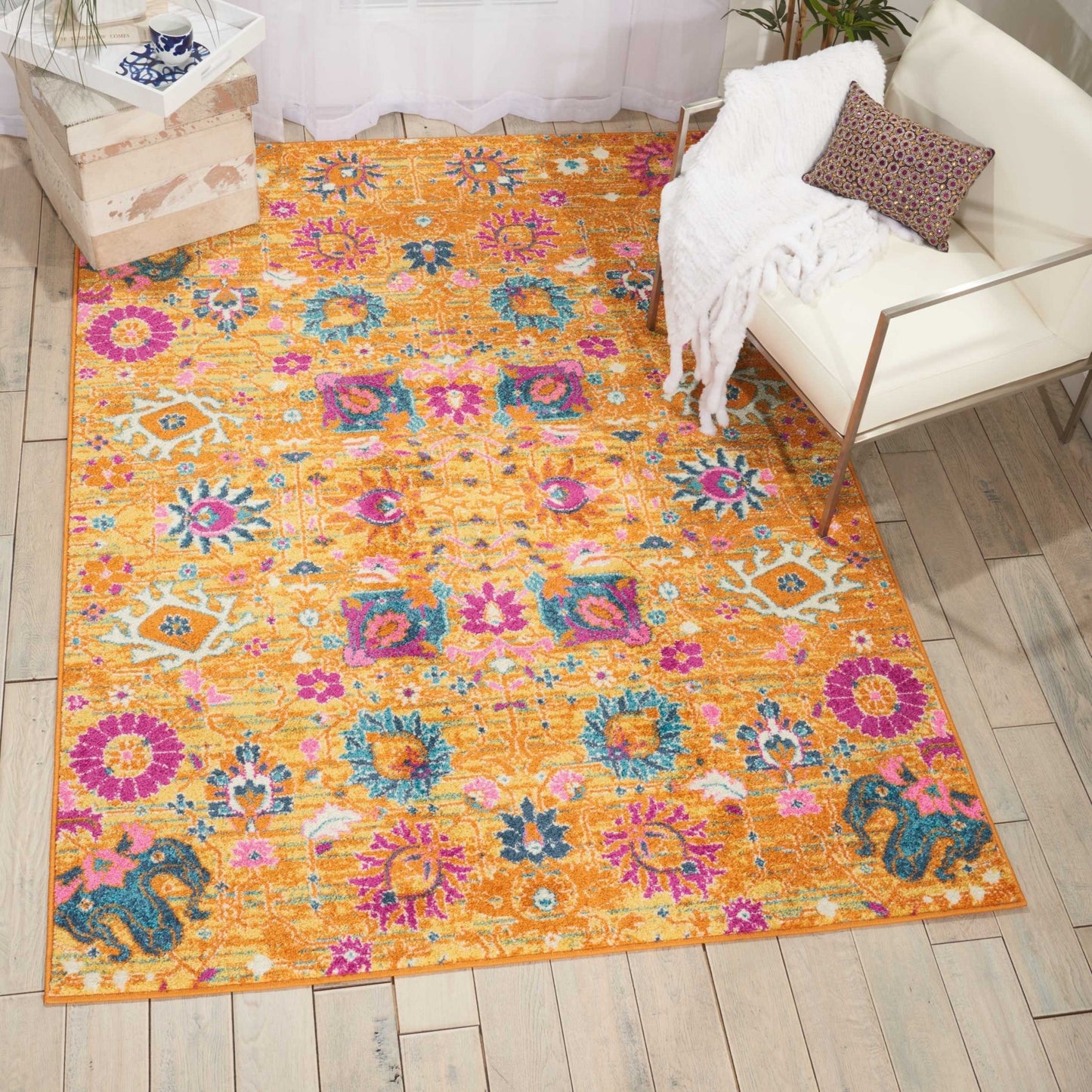 7' X 10' Sunset Floral Power Loom Area Rug