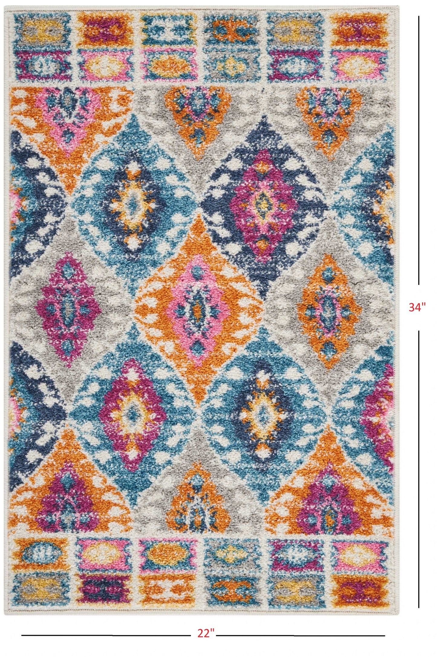 5' X 7' Blue And Pink Ogee Power Loom Area Rug