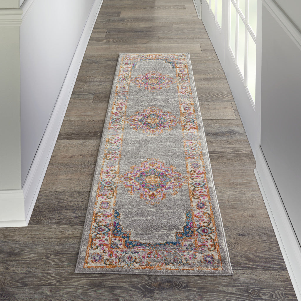 6' Gray Power Loom Runner Rug