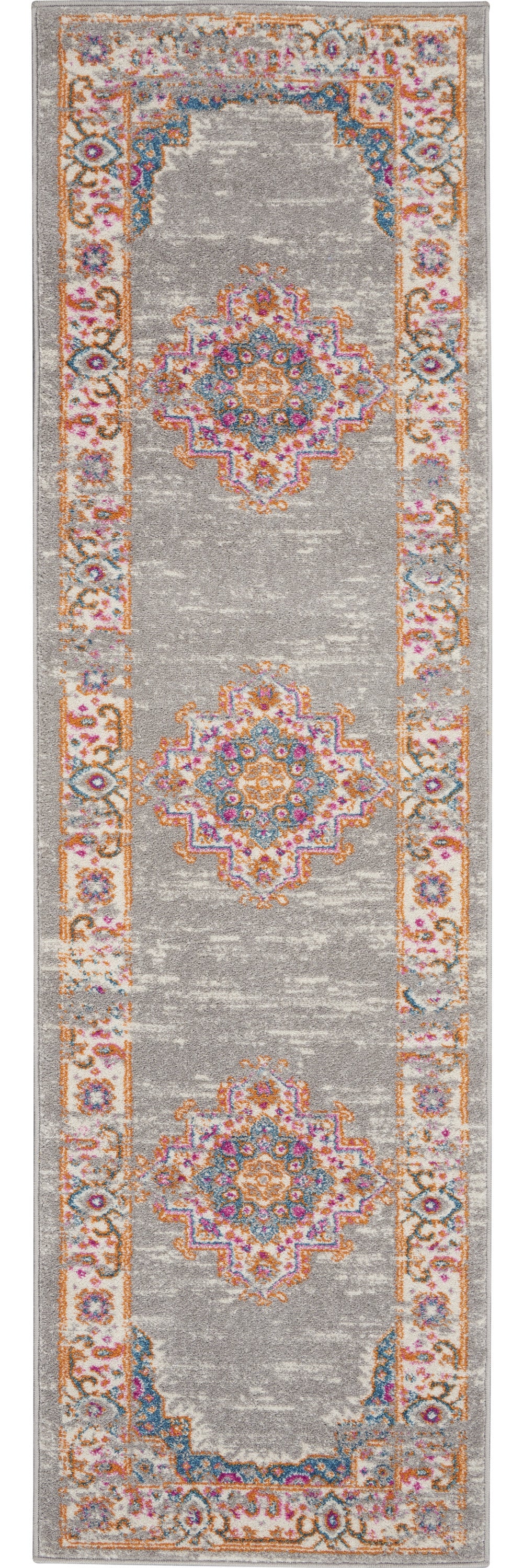 6' Gray Power Loom Runner Rug