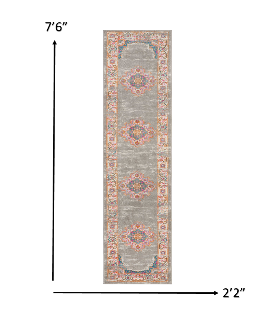 6' Gray Power Loom Runner Rug