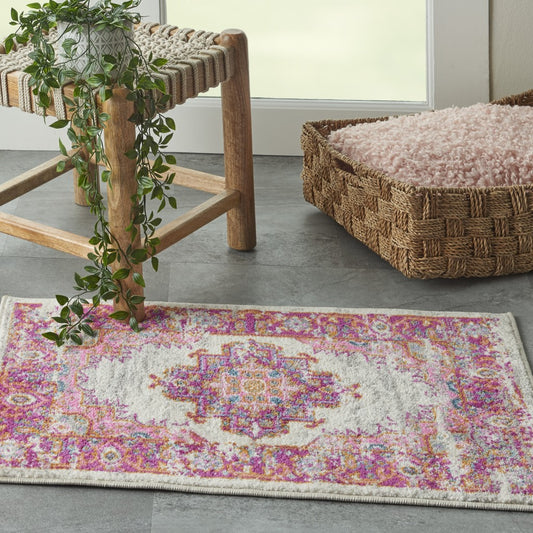 4' Fuchsia Round Power Loom Area Rug