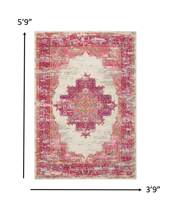 5' X 7' Fuchsia Power Loom Area Rug