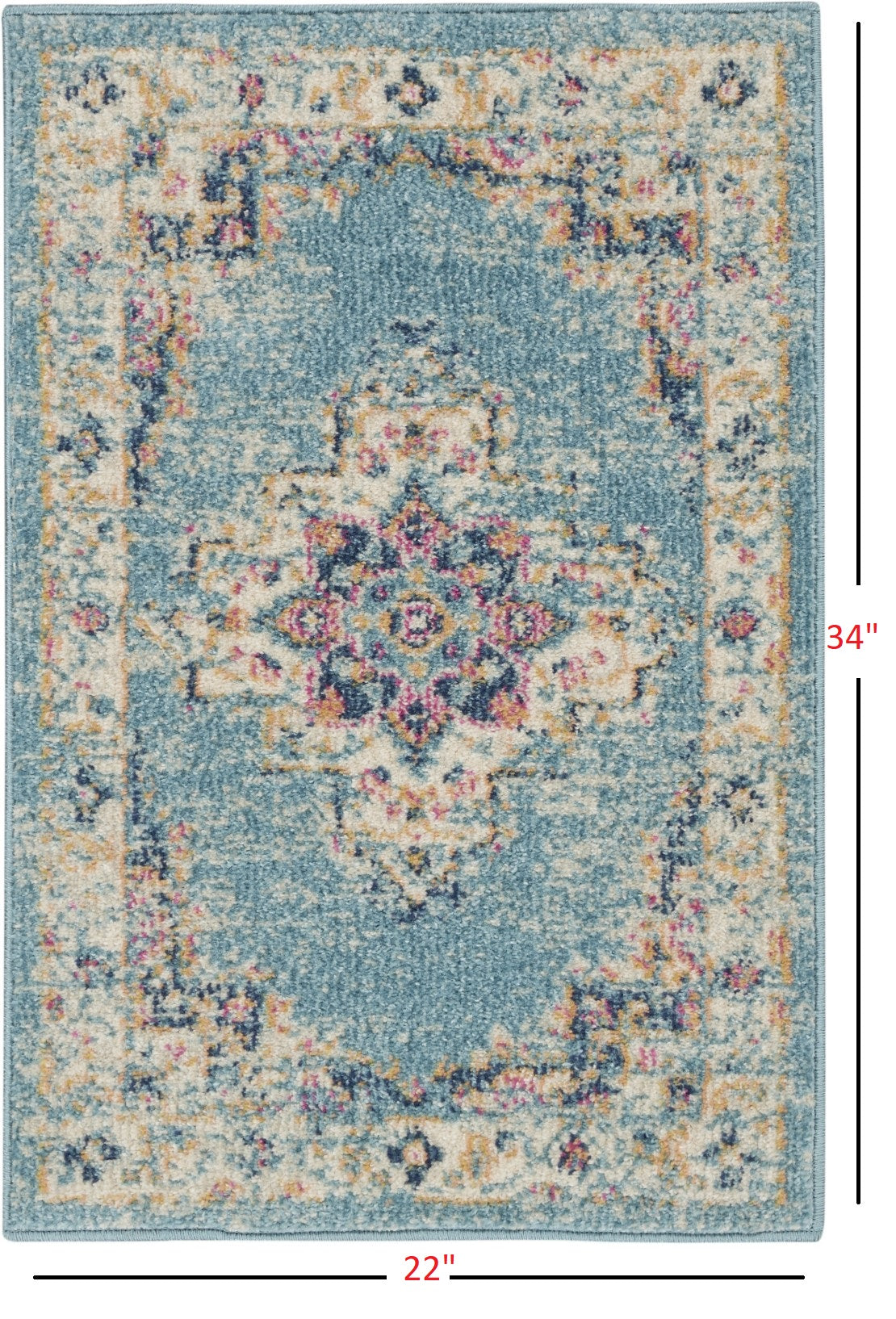 10' Light Blue Southwestern Power Loom Runner Rug