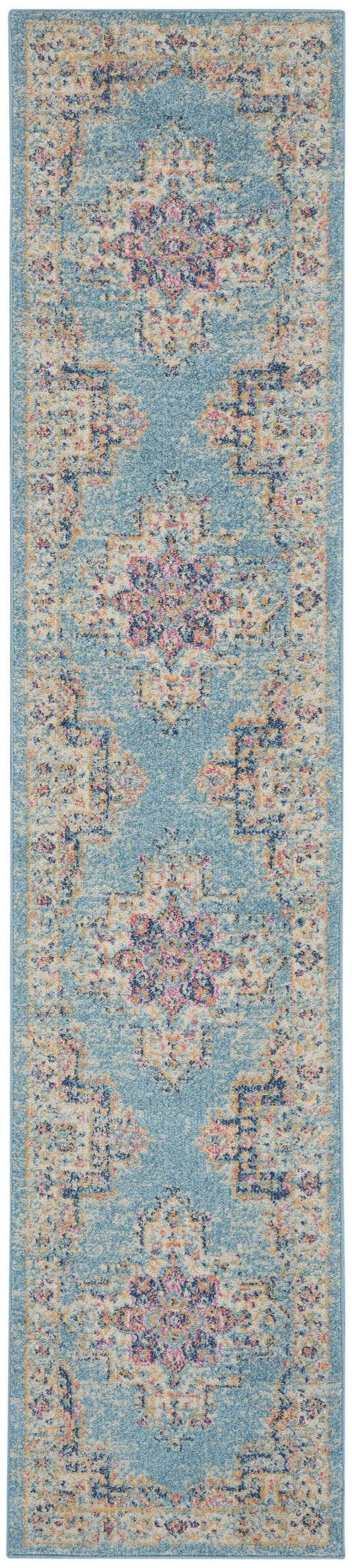 5' X 7' Light Blue Southwestern Power Loom Area Rug