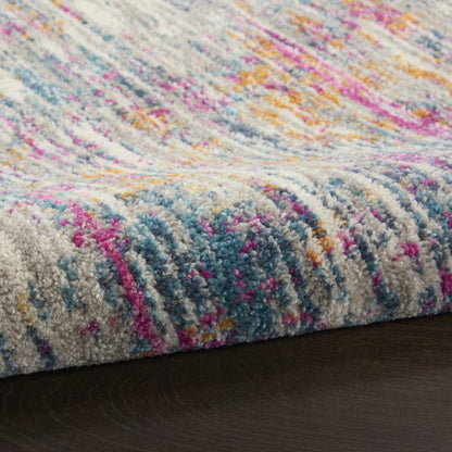 7' X 10' Ivory And Blue Abstract Area Rug